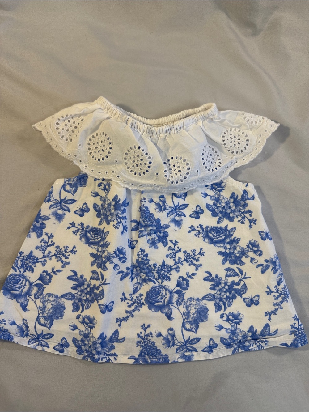 Little Me - LIKE NEW - White Shorts with Pale Blue Floral Accents